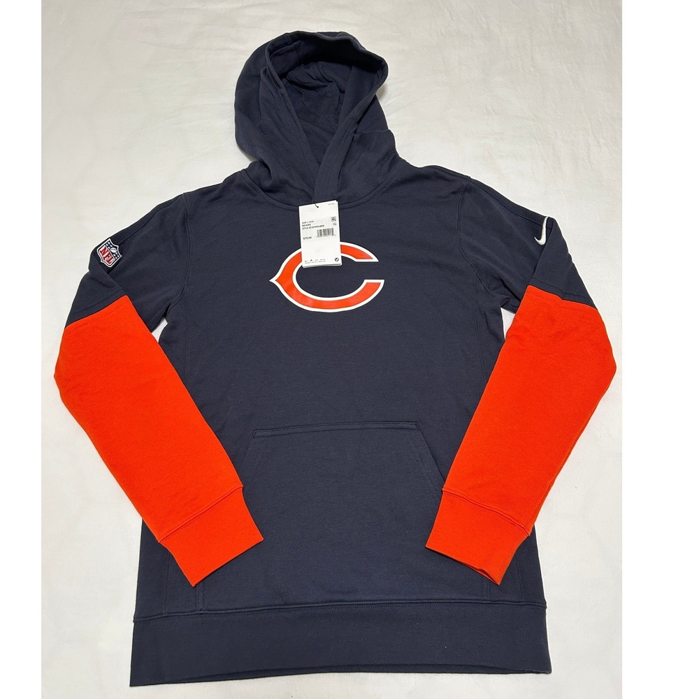 Nike Chicago Bears NFL Hoodie Big Kids Youth Large 14/16 Navy Orange kangaroo